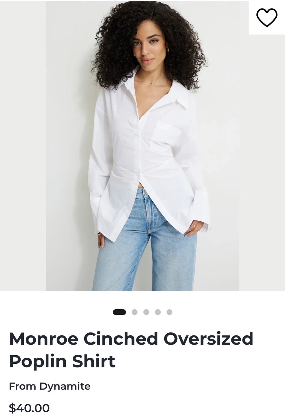 Dynamite Monroe Oversized Poplin Shirt - L/XL - New - photo 2