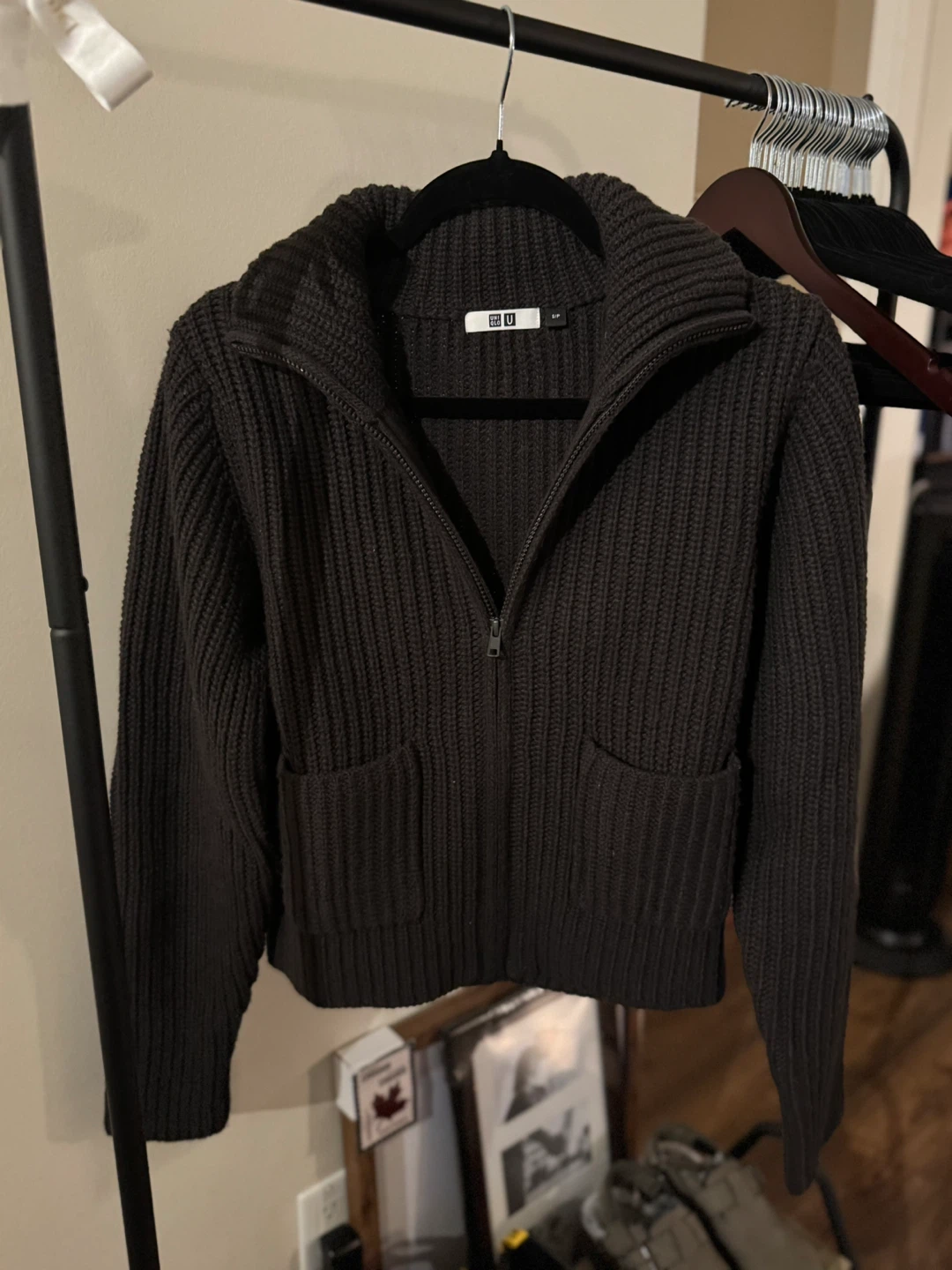 Uniqlo U Brown Knit Zip-Up Cardigan,l