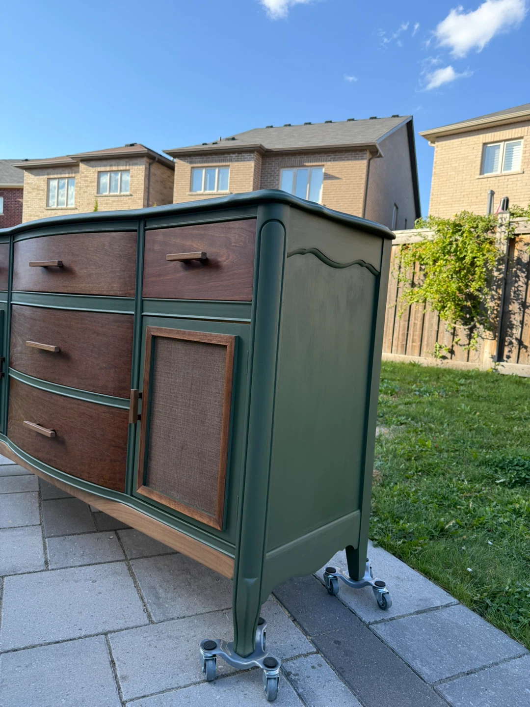 Refinished Walnut Dresser - Green & Brown - photo 2