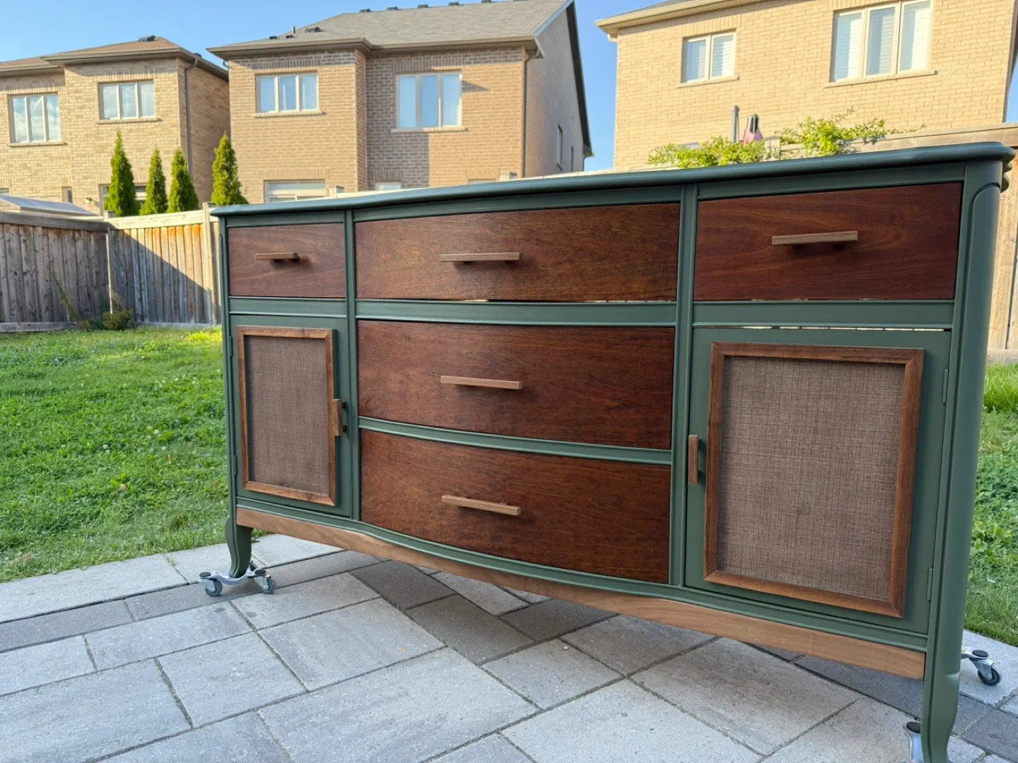 Refinished Walnut Dresser - Green & Brown image indicator(4)