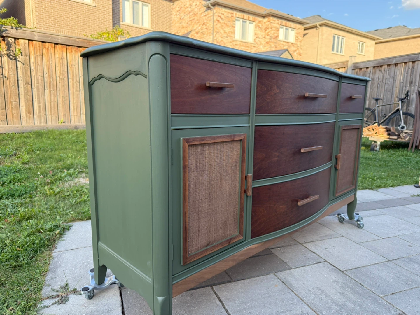 Refinished Walnut Dresser - Green & Brown - photo 5
