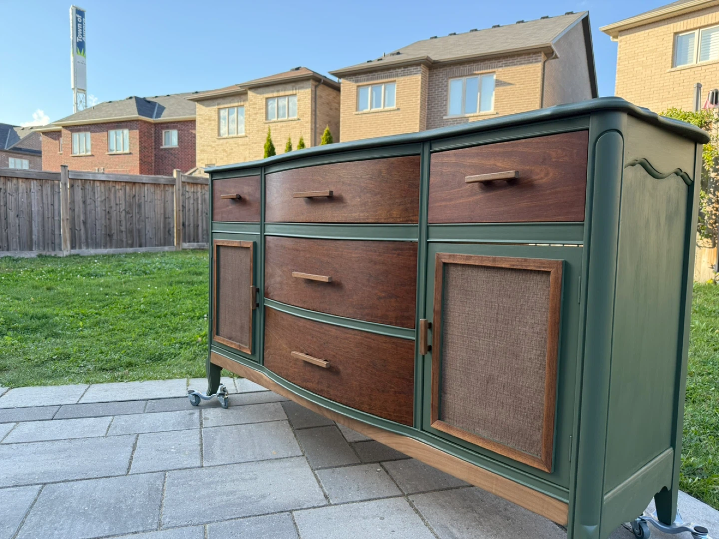 Refinished Walnut Dresser - Green & Brown - photo 3