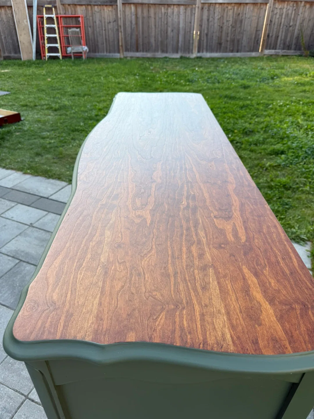 Refinished Walnut Dresser - Green & Brown image indicator(7)