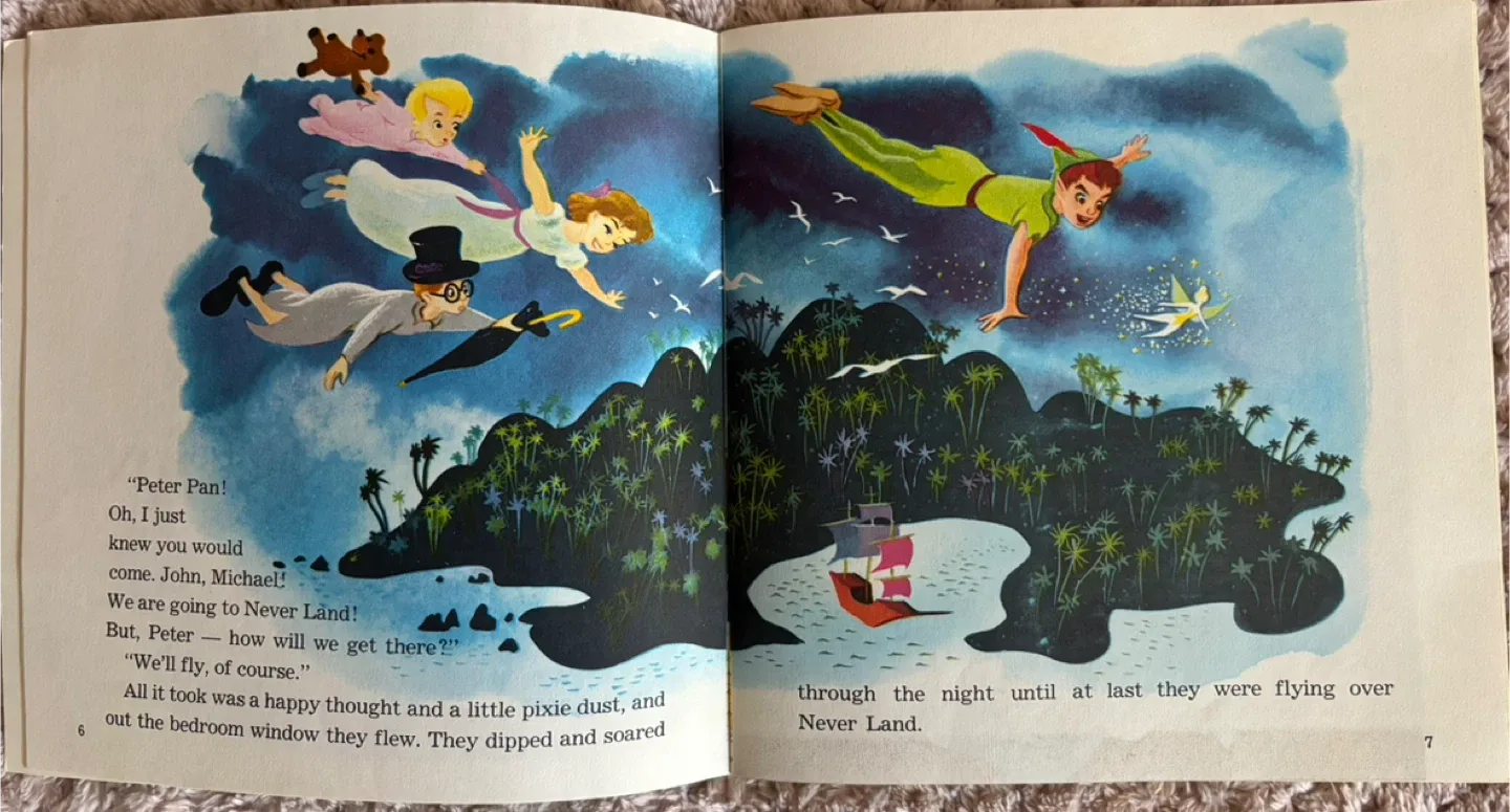 🥕Vintage Walt Disney's Peter Pan Book and Record image indicator(6)