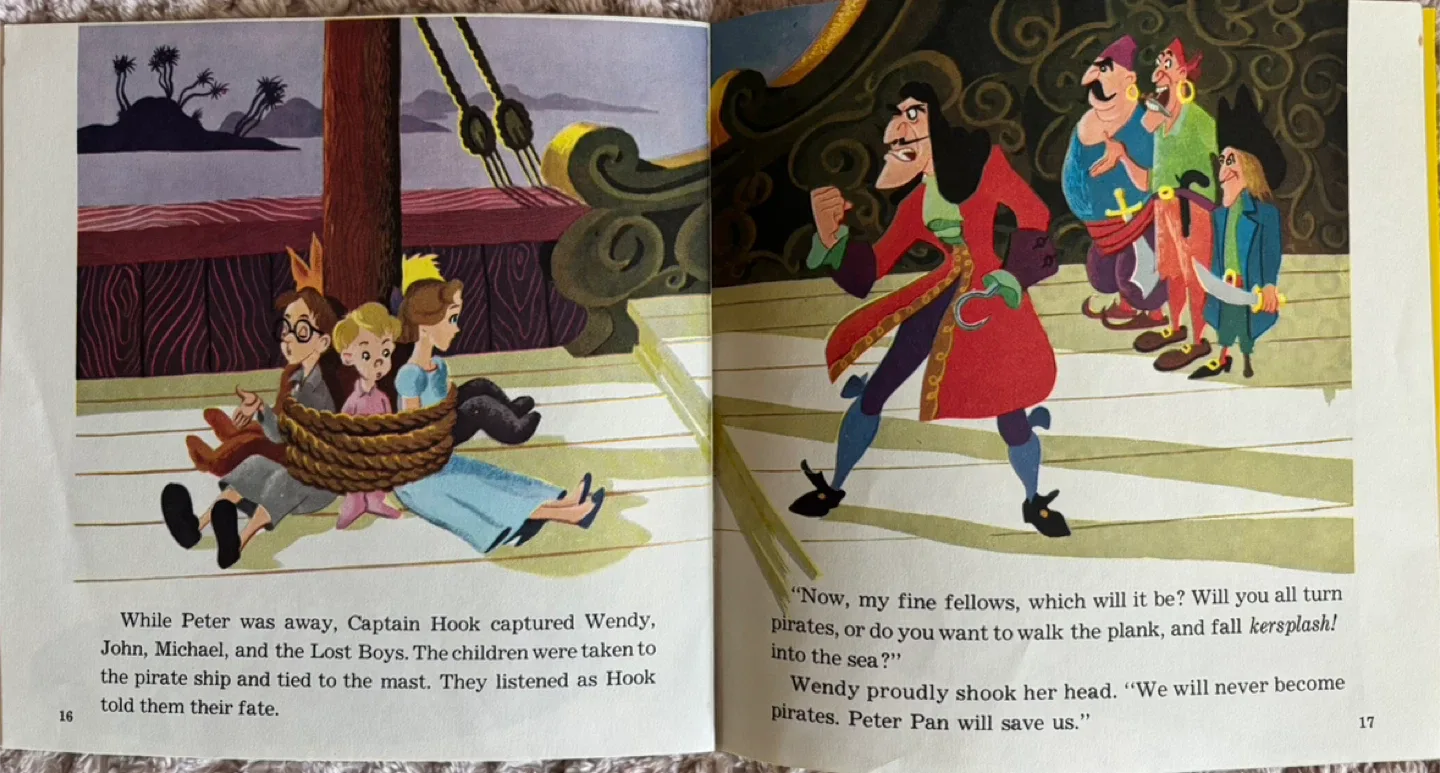 🥕Vintage Walt Disney's Peter Pan Book and Record image indicator(7)