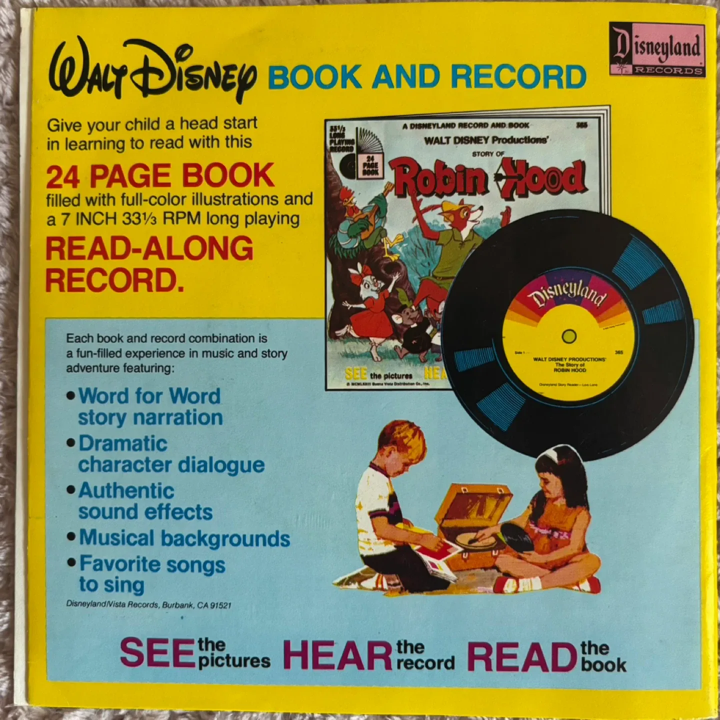 🥕Vintage Walt Disney's Peter Pan Book and Record image indicator(3)