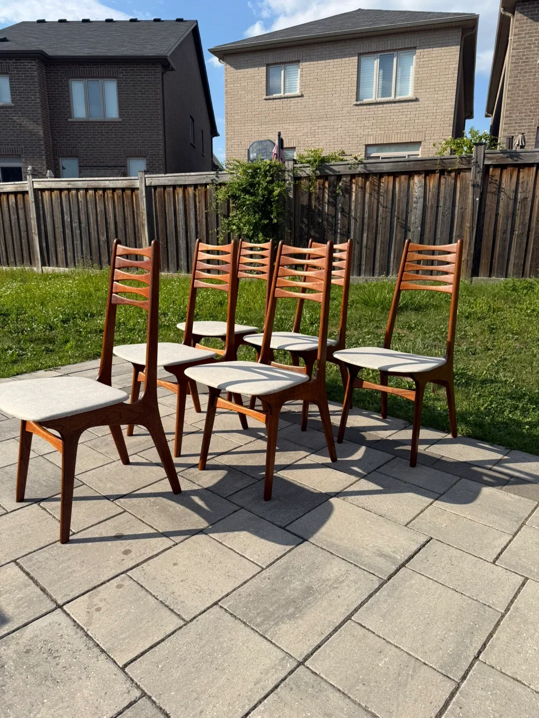 Set of 6 Teak Mid-Century Modern Dining Chairs Fully Restored image indicator(8)