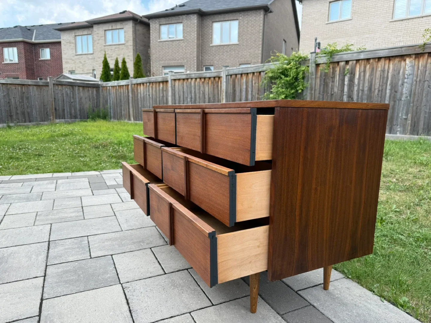 Mid-Century Modern Walnut Dresser Fully Restored image indicator(9)