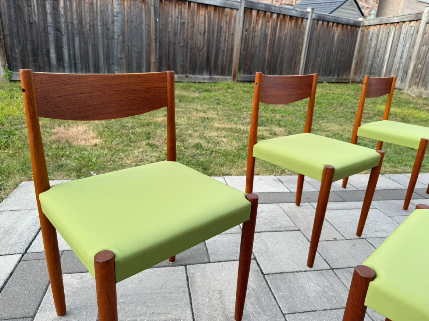Set of 6 Vintage Teak Dining Chairs - Green image indicator(5)
