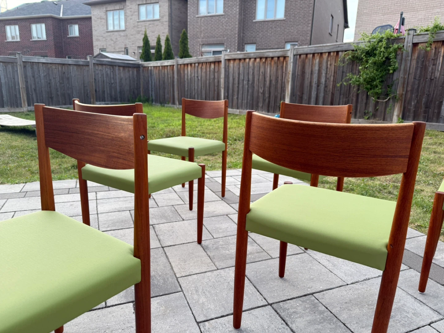 Set of 6 Vintage Teak Dining Chairs - Green - photo 3