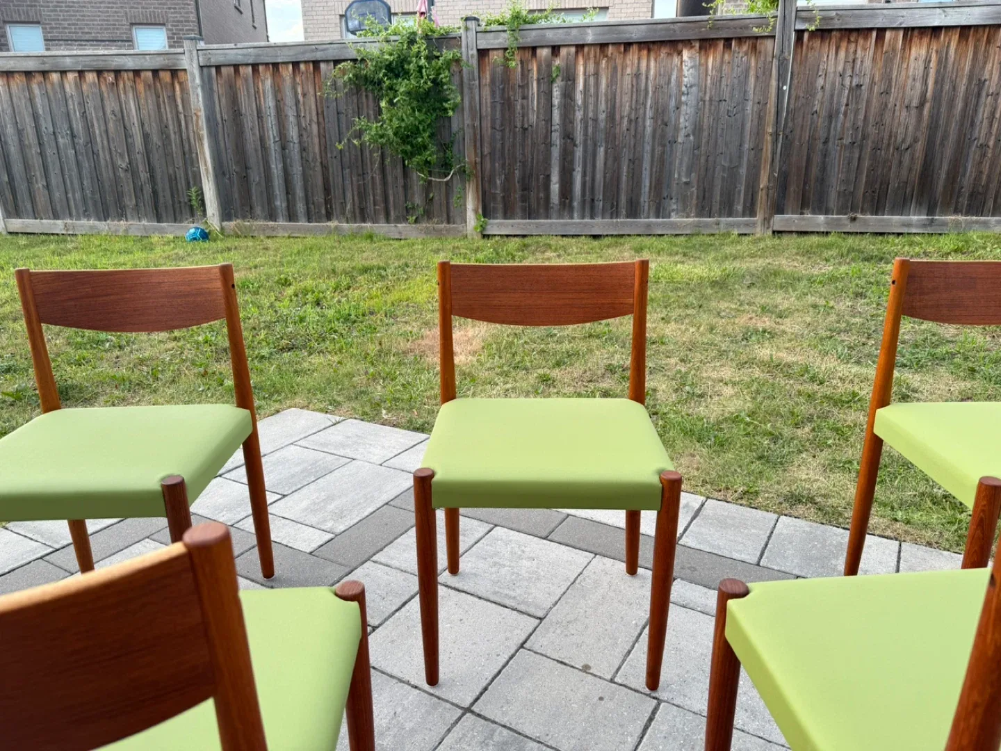 Set of 6 Vintage Teak Dining Chairs - Green image indicator(4)