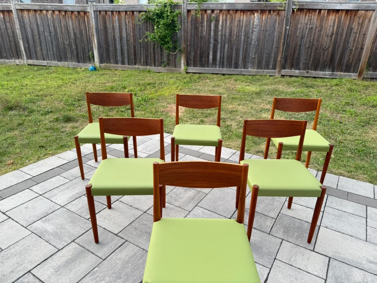Set of 6 Vintage Teak Dining Chairs - Green image indicator(2)