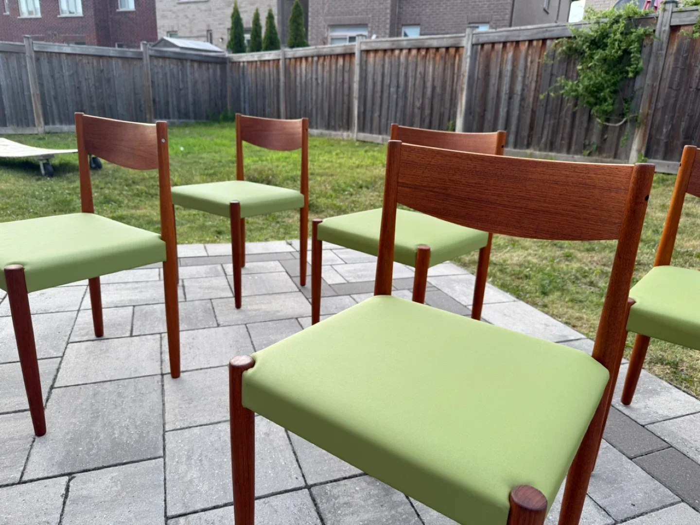 Set of 6 Vintage Teak Dining Chairs - Green image indicator(9)