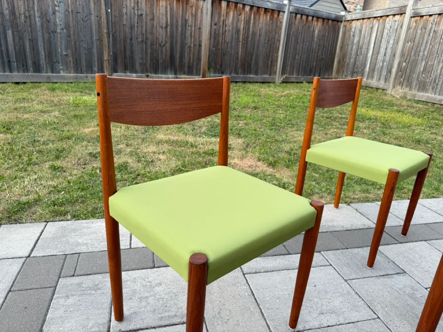 Set of 6 Vintage Teak Dining Chairs - Green image indicator(7)