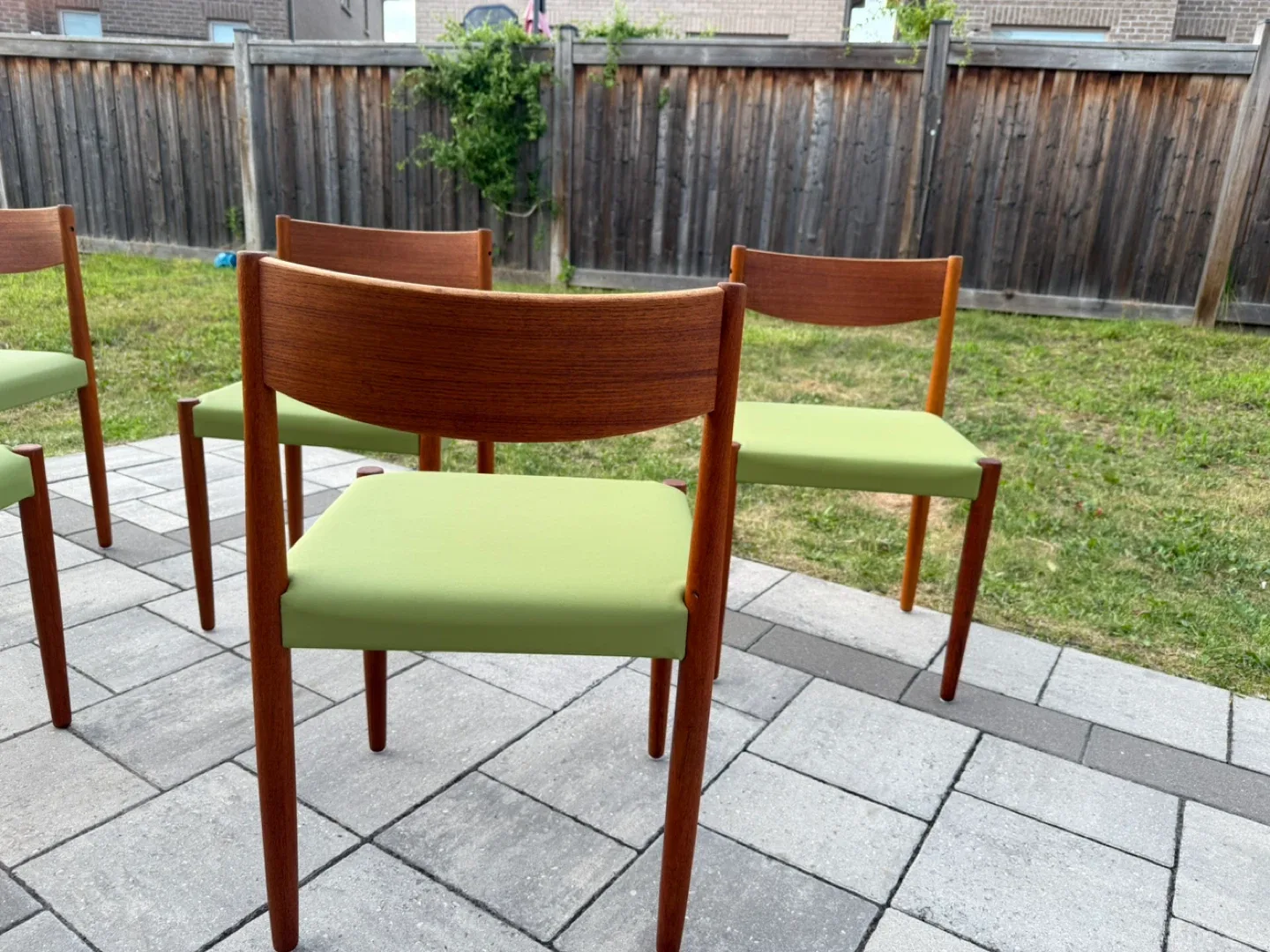 Set of 6 Vintage Teak Dining Chairs - Green image indicator(10)