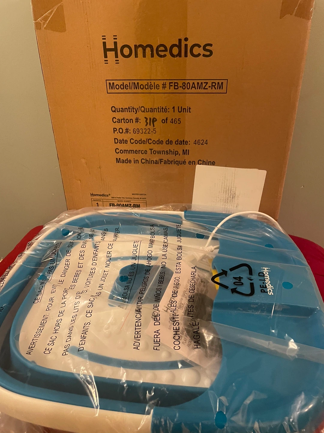 Homedics FB-80AMZ-RM Foot Spa - New in Box!