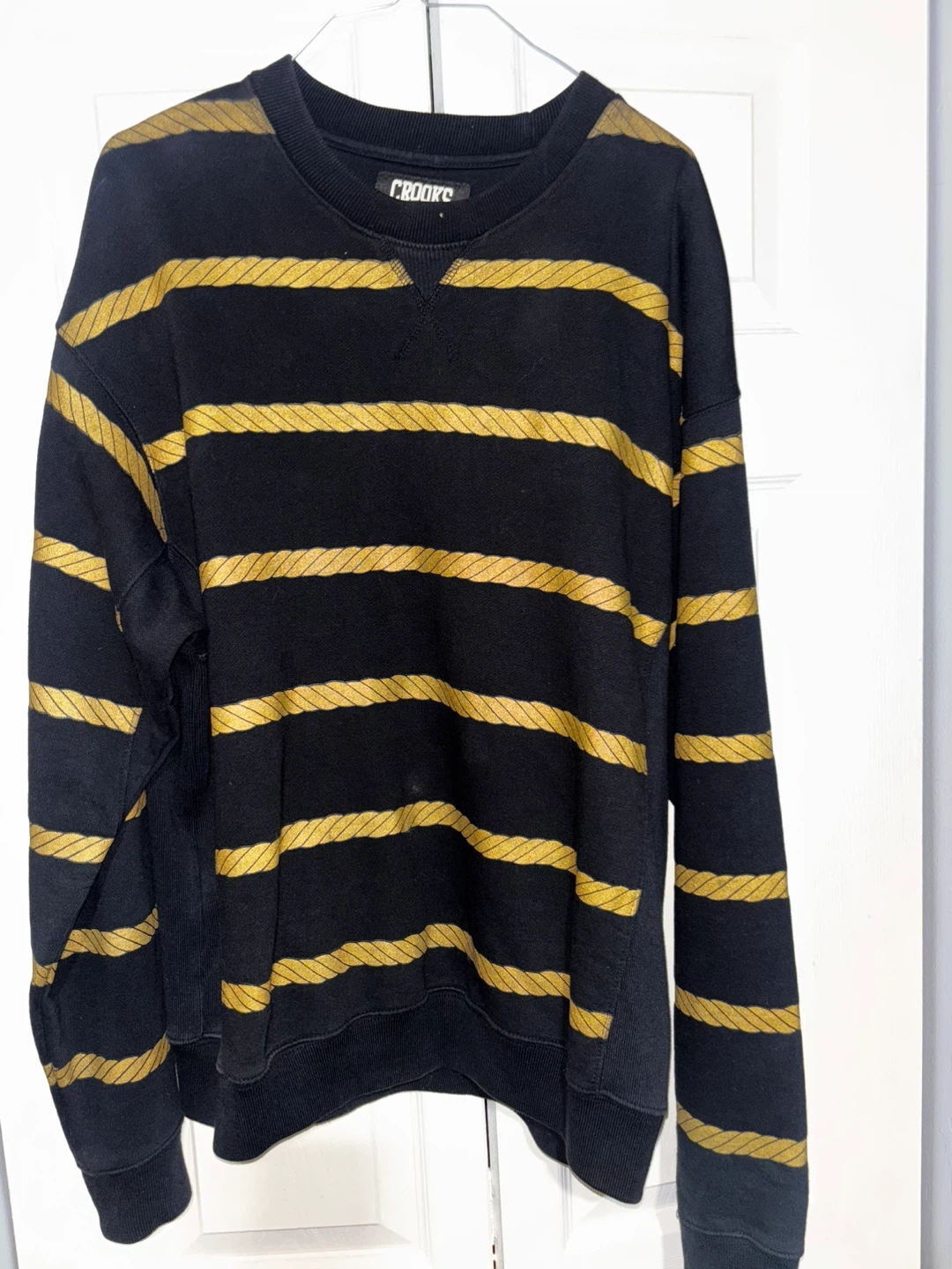 Crooks & Castles Black & Gold Striped Sweatshirt