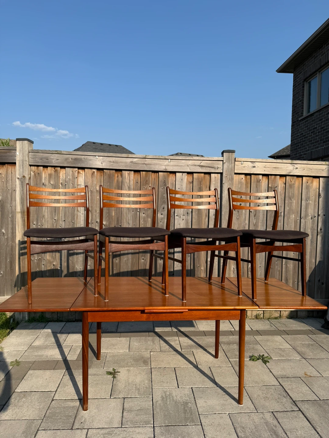 Mid-Century Modern Teak Dining Set (Table + 4 Chairs)