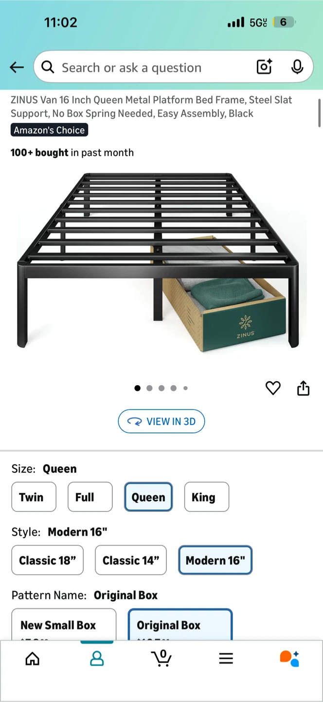 Zinus Van Queen 16 Inch Metal Platform Bed Frame