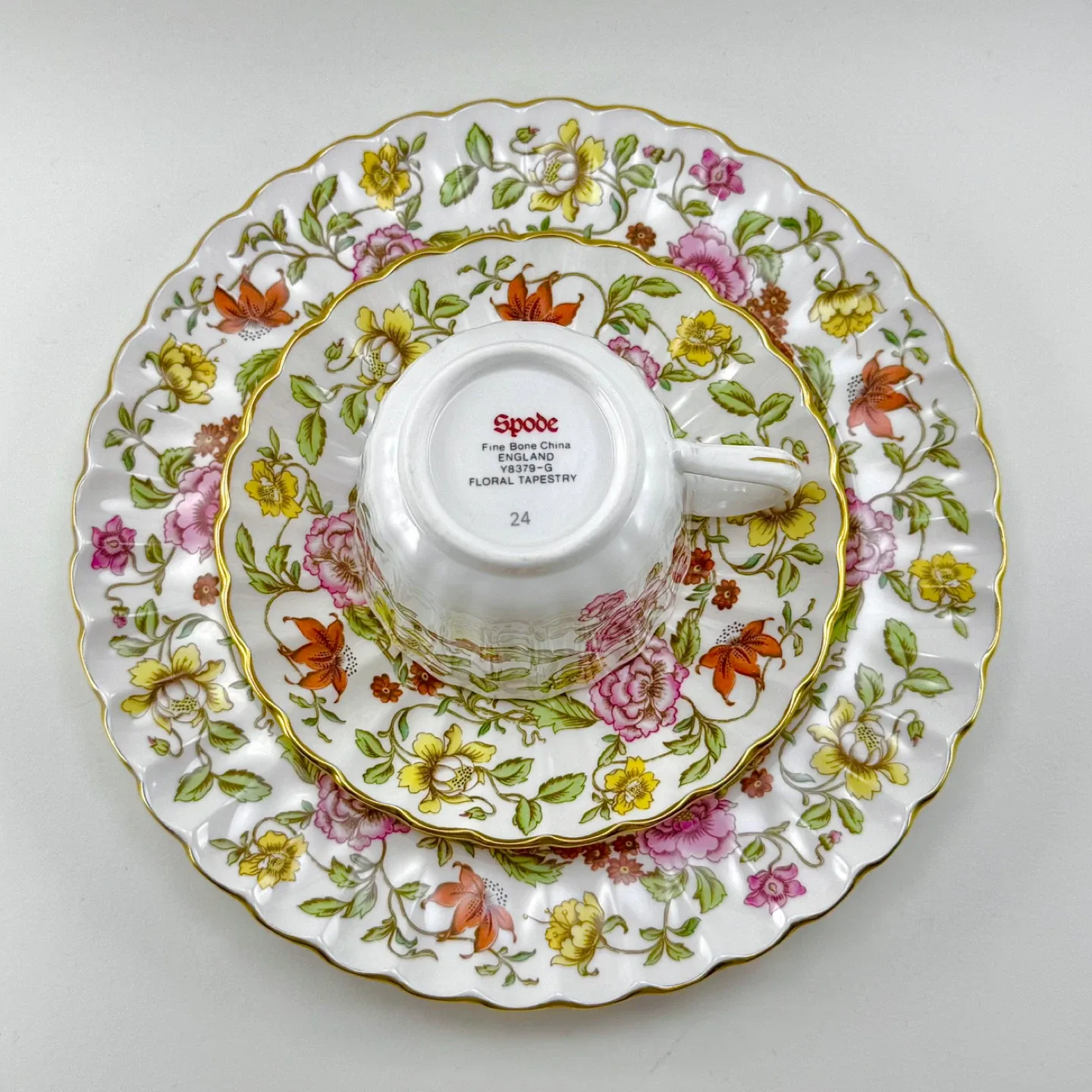Spode Floral Tapestry teacup trio image indicator(3)