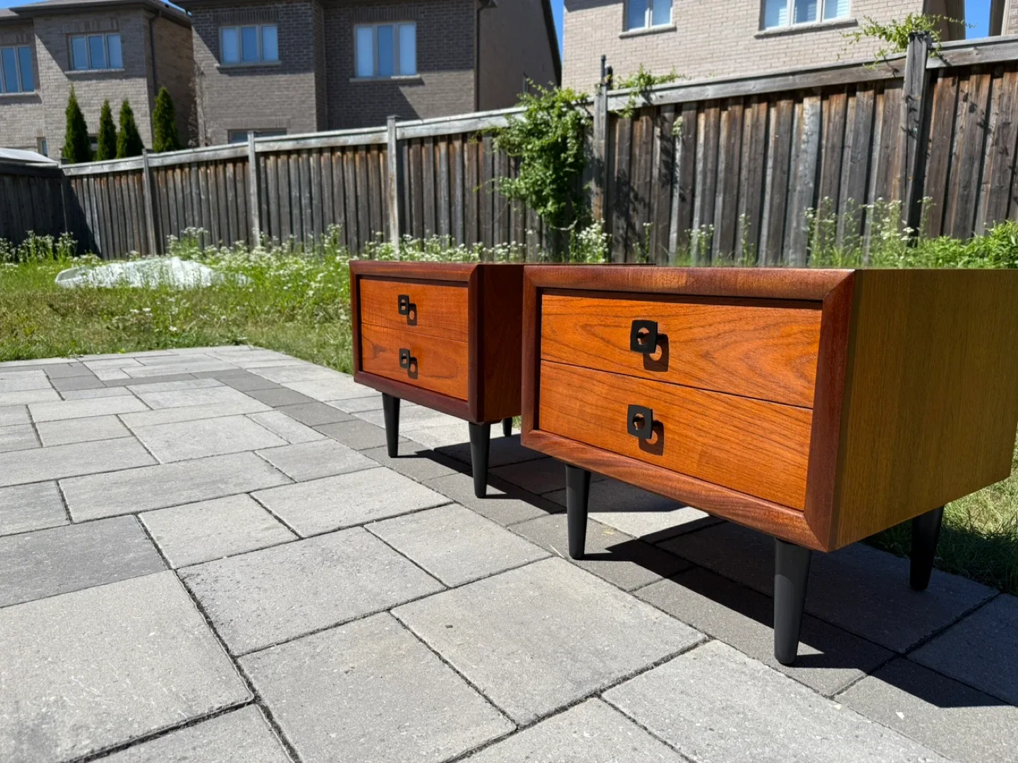 Pair of Vintage Teak Nightstands Refinished image indicator(2)