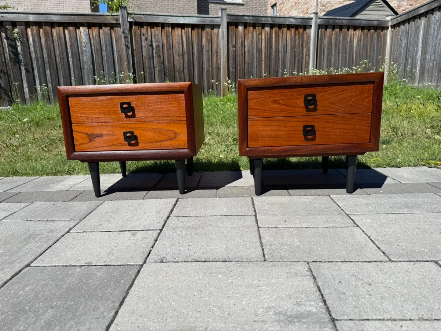 Pair of Vintage Teak Nightstands Refinished image indicator(3)