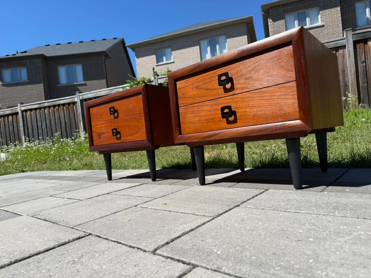 Pair of Vintage Teak Nightstands Refinished