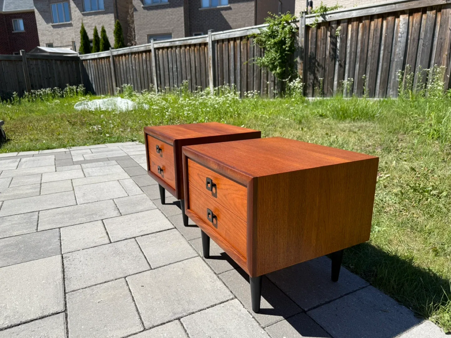 Pair of Vintage Teak Nightstands Refinished image indicator(4)