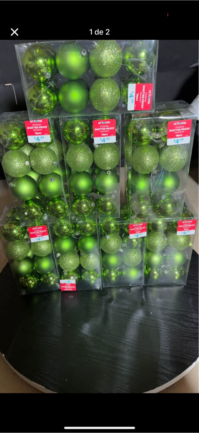 at home Green Christmas Ornaments  13 packages