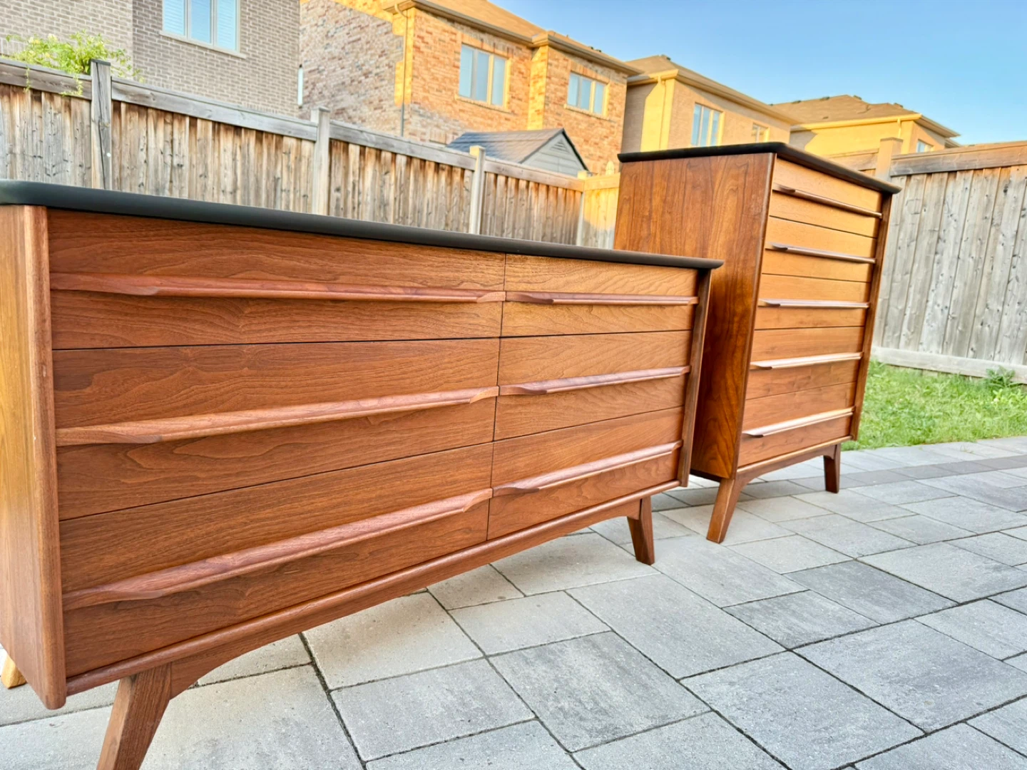 Mid-Century Modern Dresser Set - Walnut - photo 4
