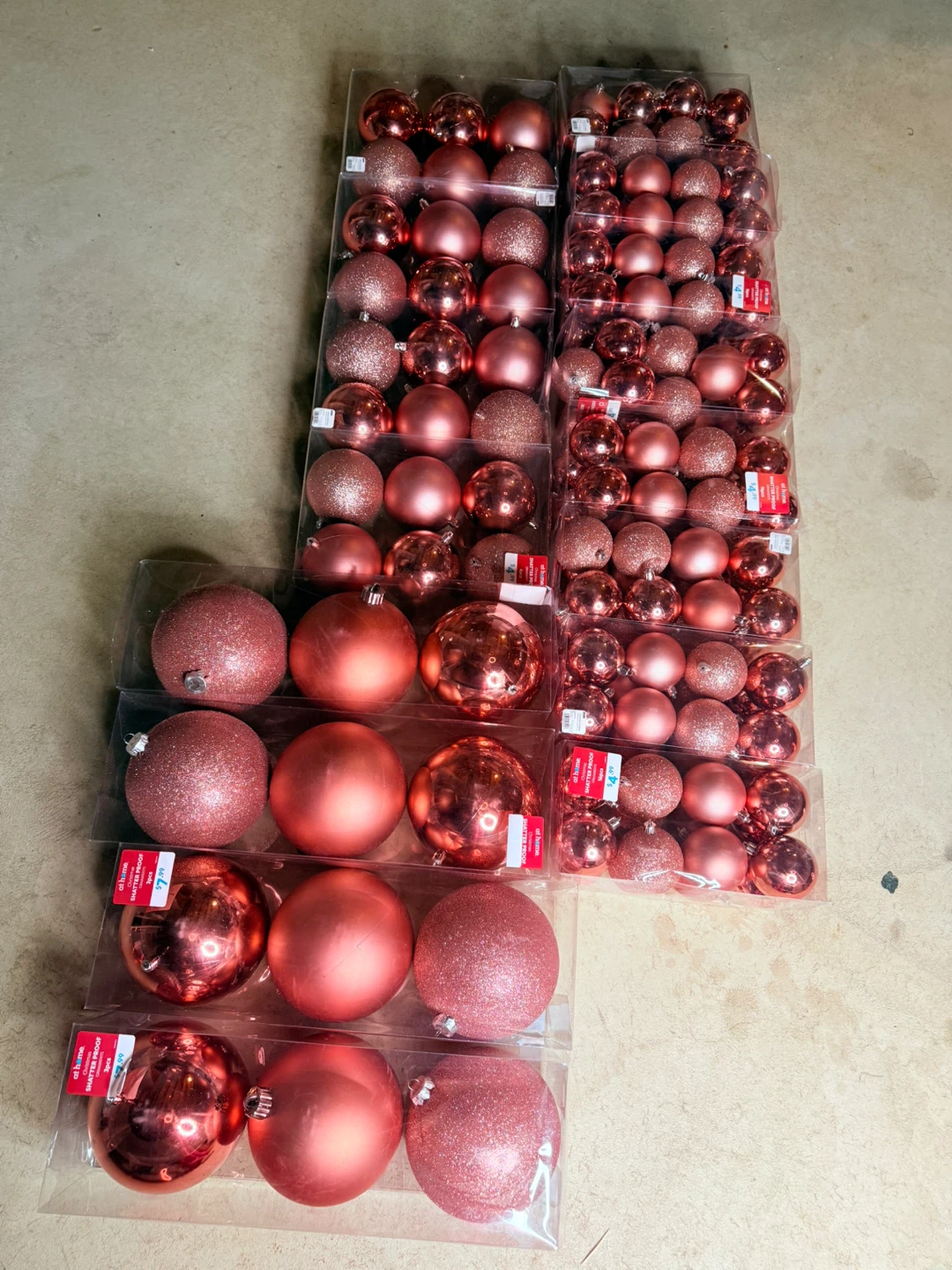 Rose Gold Christmas Ornaments - At Home 3 different size
