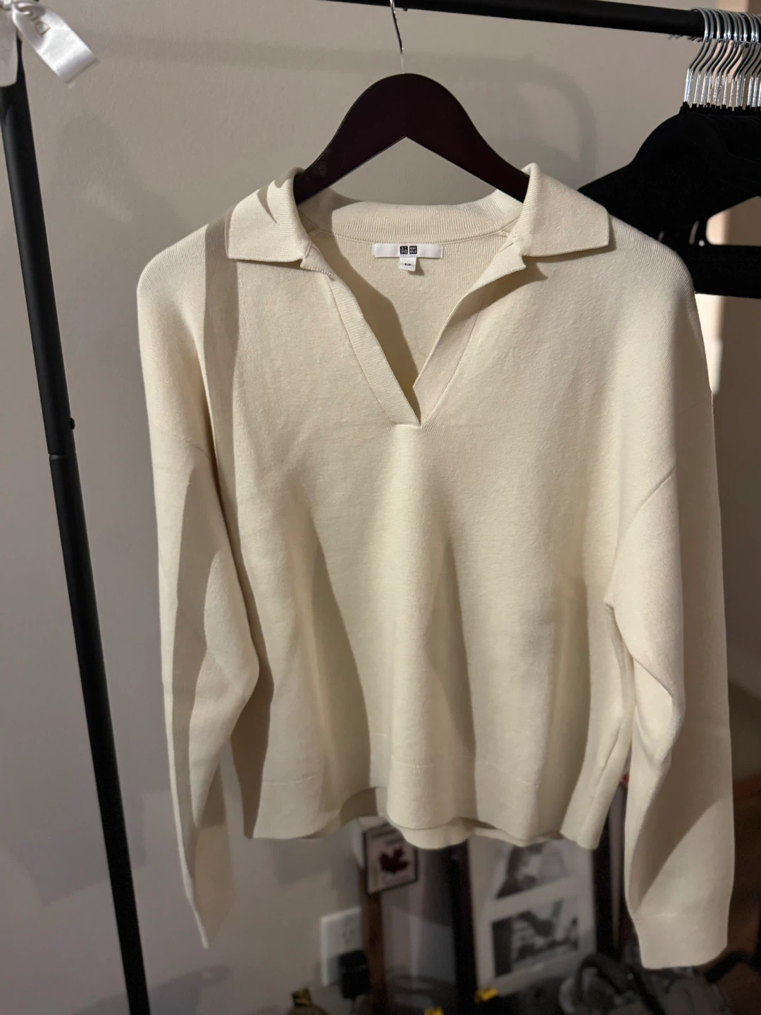 Uniqlo Cream Knit Polo Shirt - Size M
