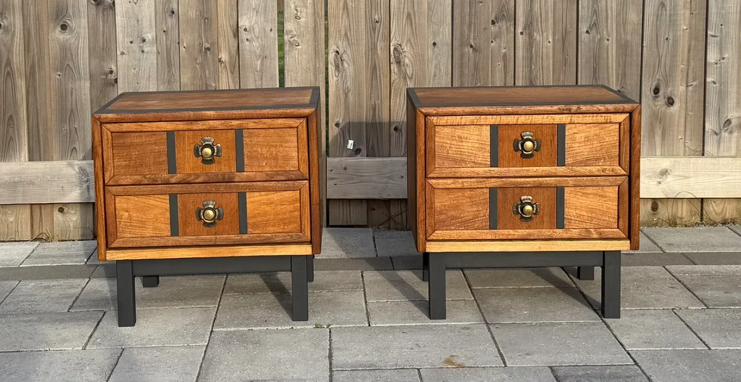 Pair of Walnut Nightstands Refinished image indicator(8)