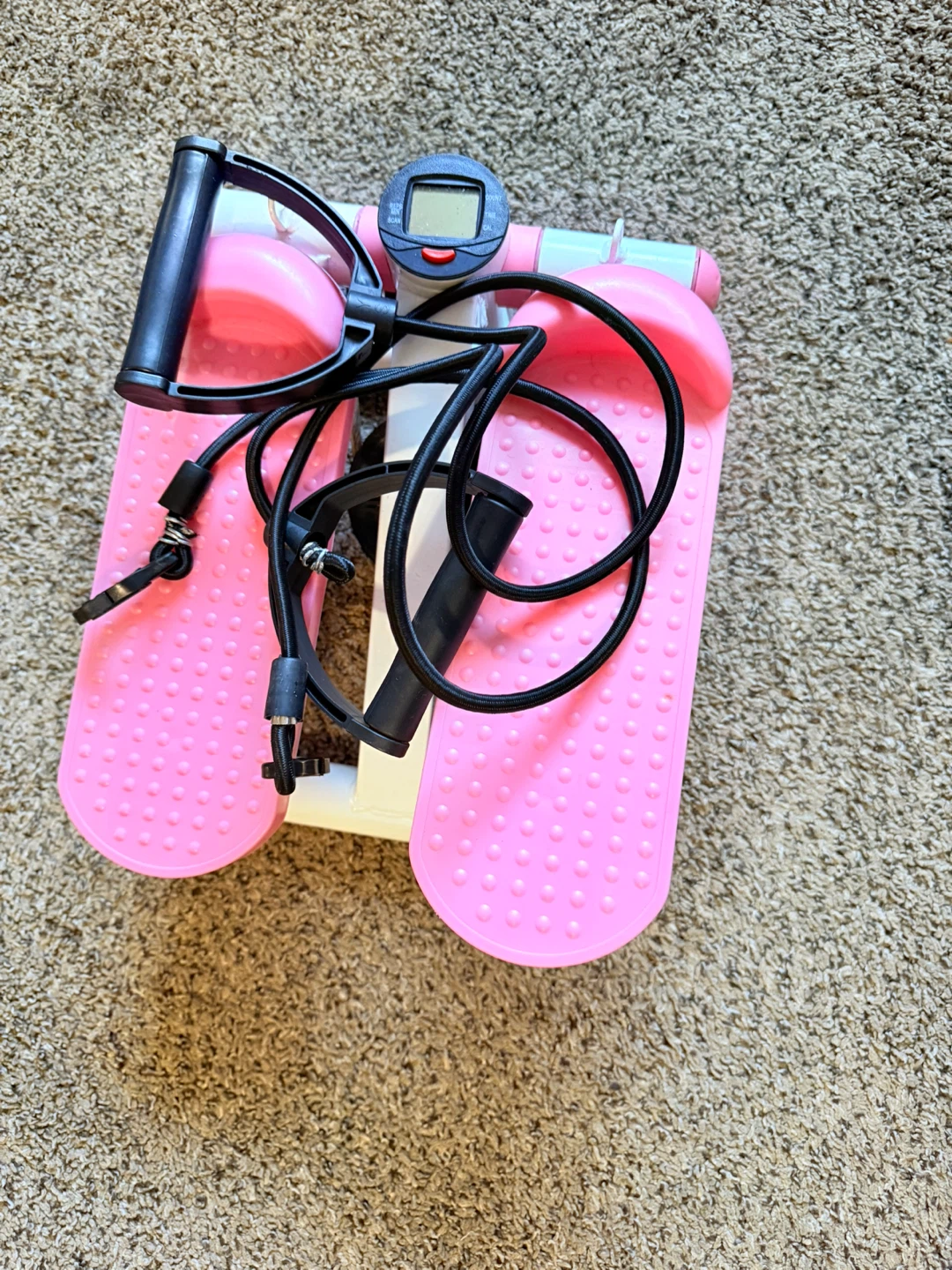 Pink Mini Stepper with Resistance Bands