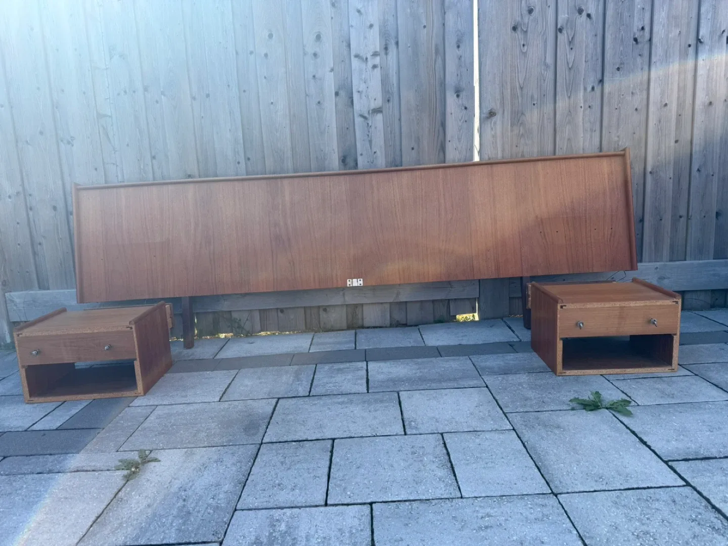 Mid-Century Modern Teak Headboard & Nightstands image indicator(4)