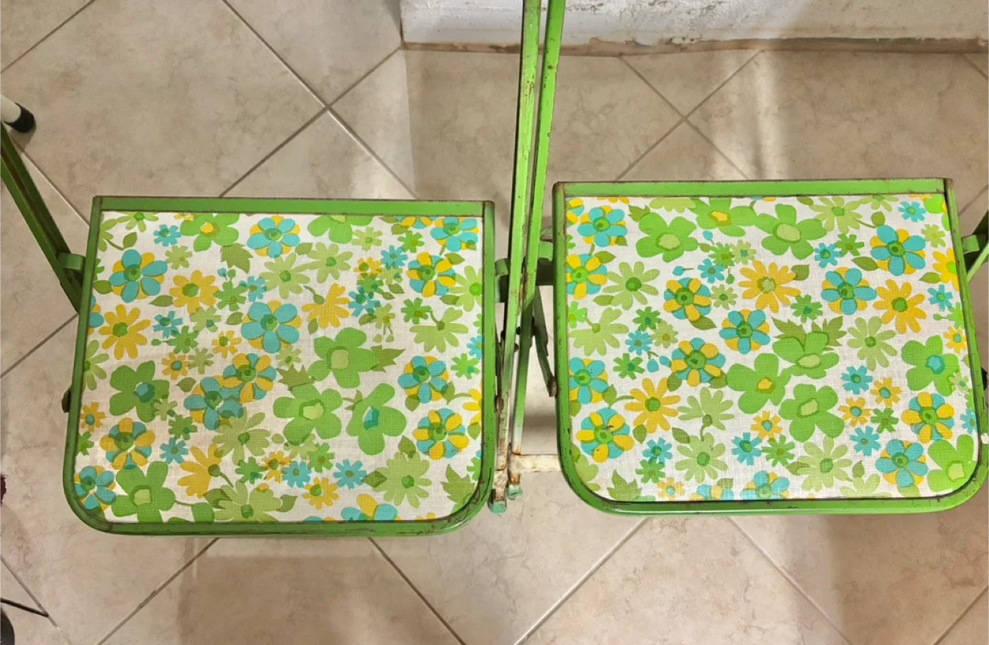 Vintage Green Floral Child’s Folding Table & Chairs Set image indicator(6)