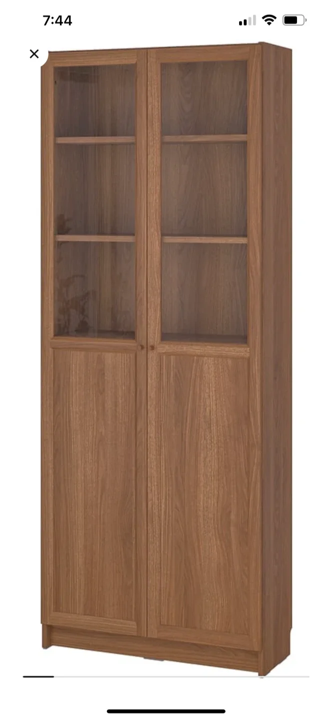 IKEA Billy Bookcase with Glass Doors - Brown image indicator(6)