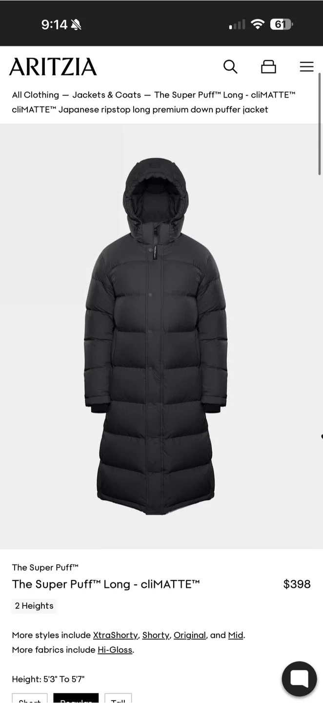 Aritzia The Super Puff Long Coat - 2XS Black image indicator(5)