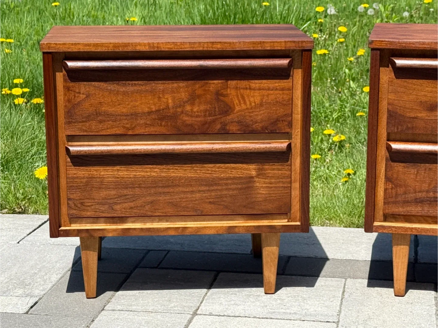 Mcm Walnut 2-Drawer Nightstand Refinished image indicator(3)