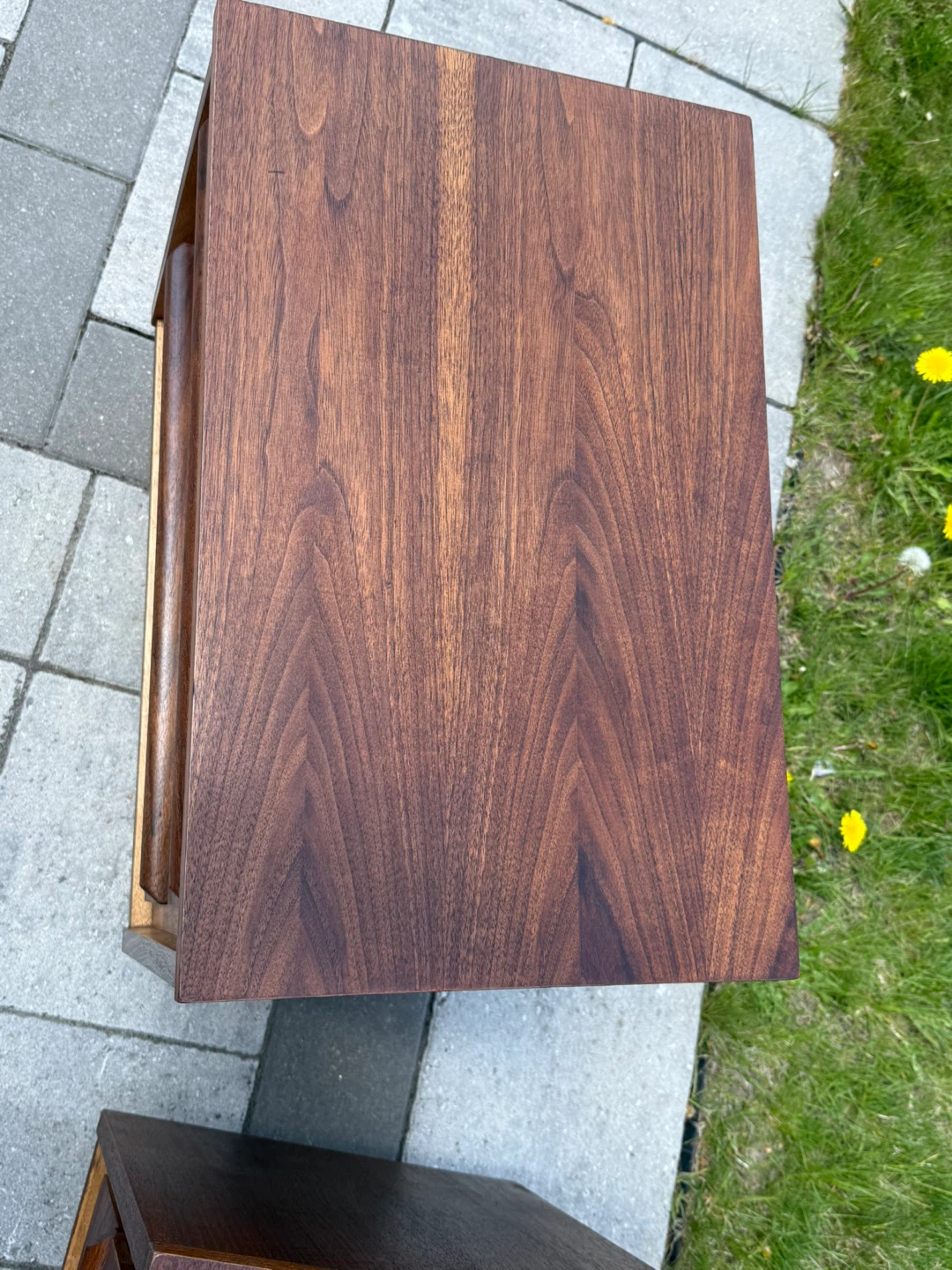 Mcm Walnut 2-Drawer Nightstand Refinished - photo 5