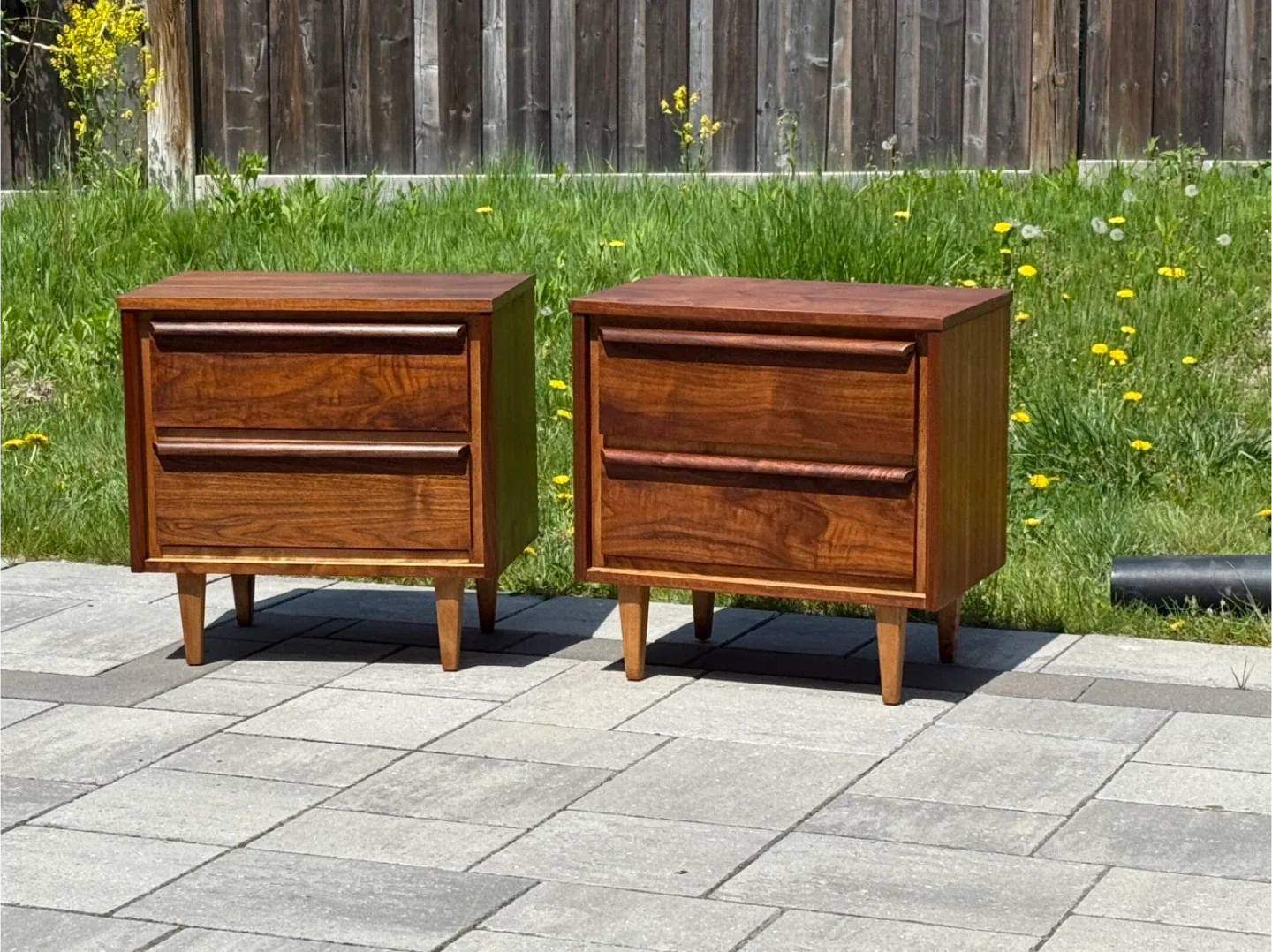 Mcm Walnut 2-Drawer Nightstand Refinished thumbnail