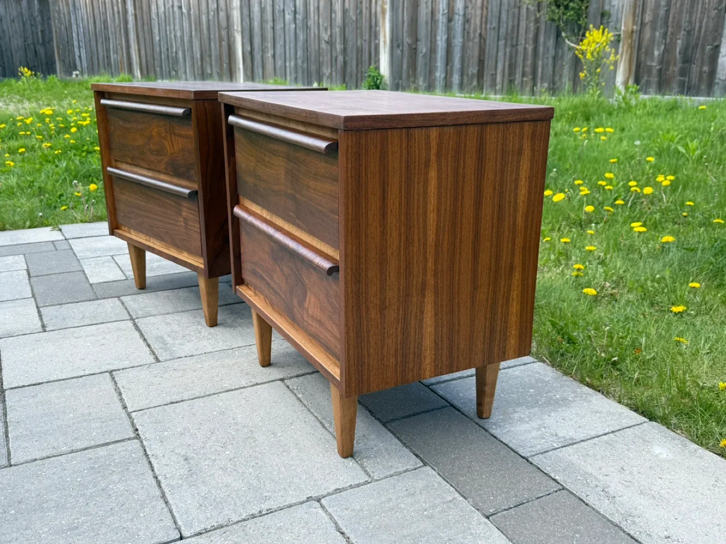 Mcm Walnut 2-Drawer Nightstand Refinished image indicator(6)