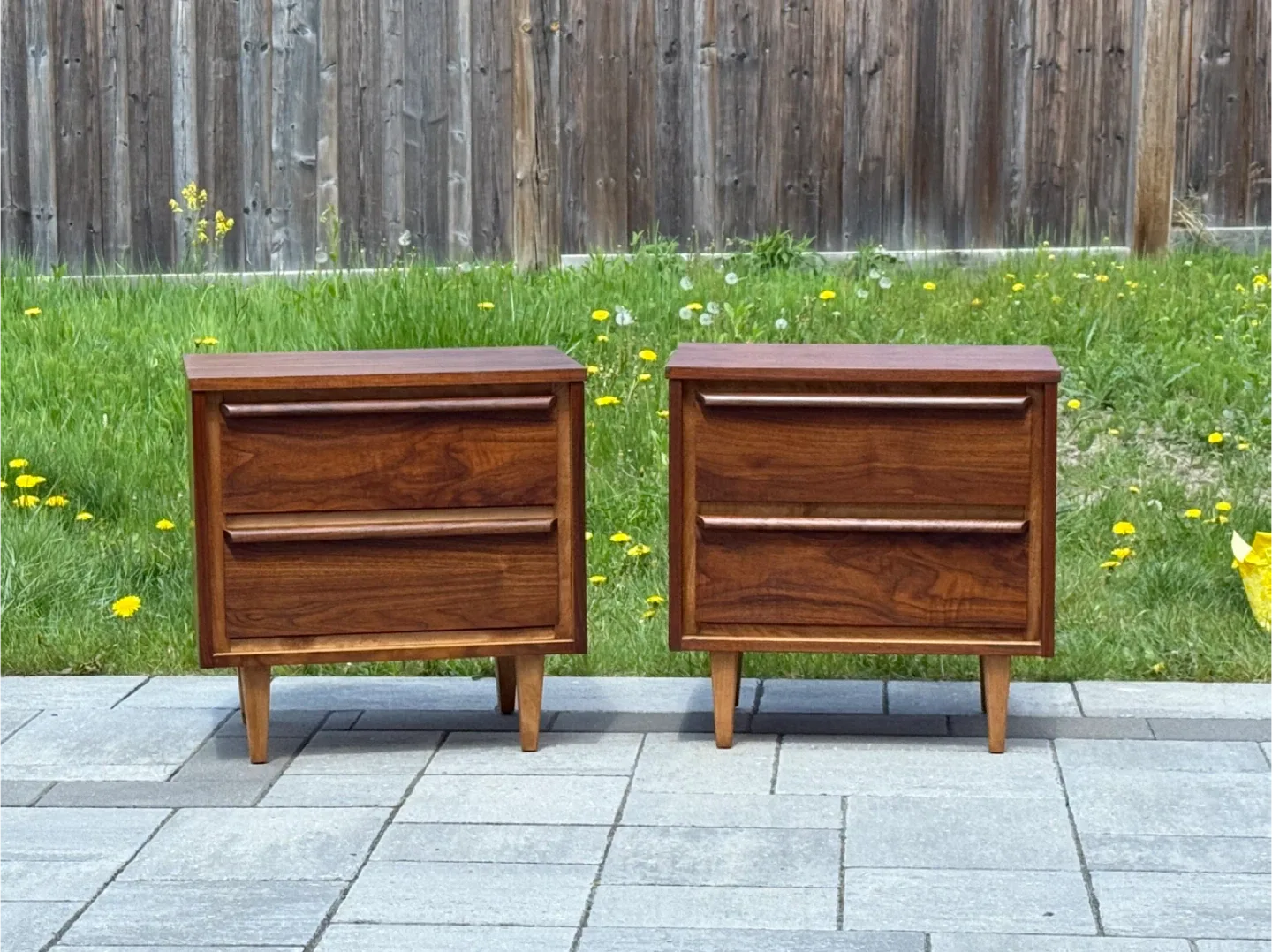 Mcm Walnut 2-Drawer Nightstand Refinished image indicator(2)