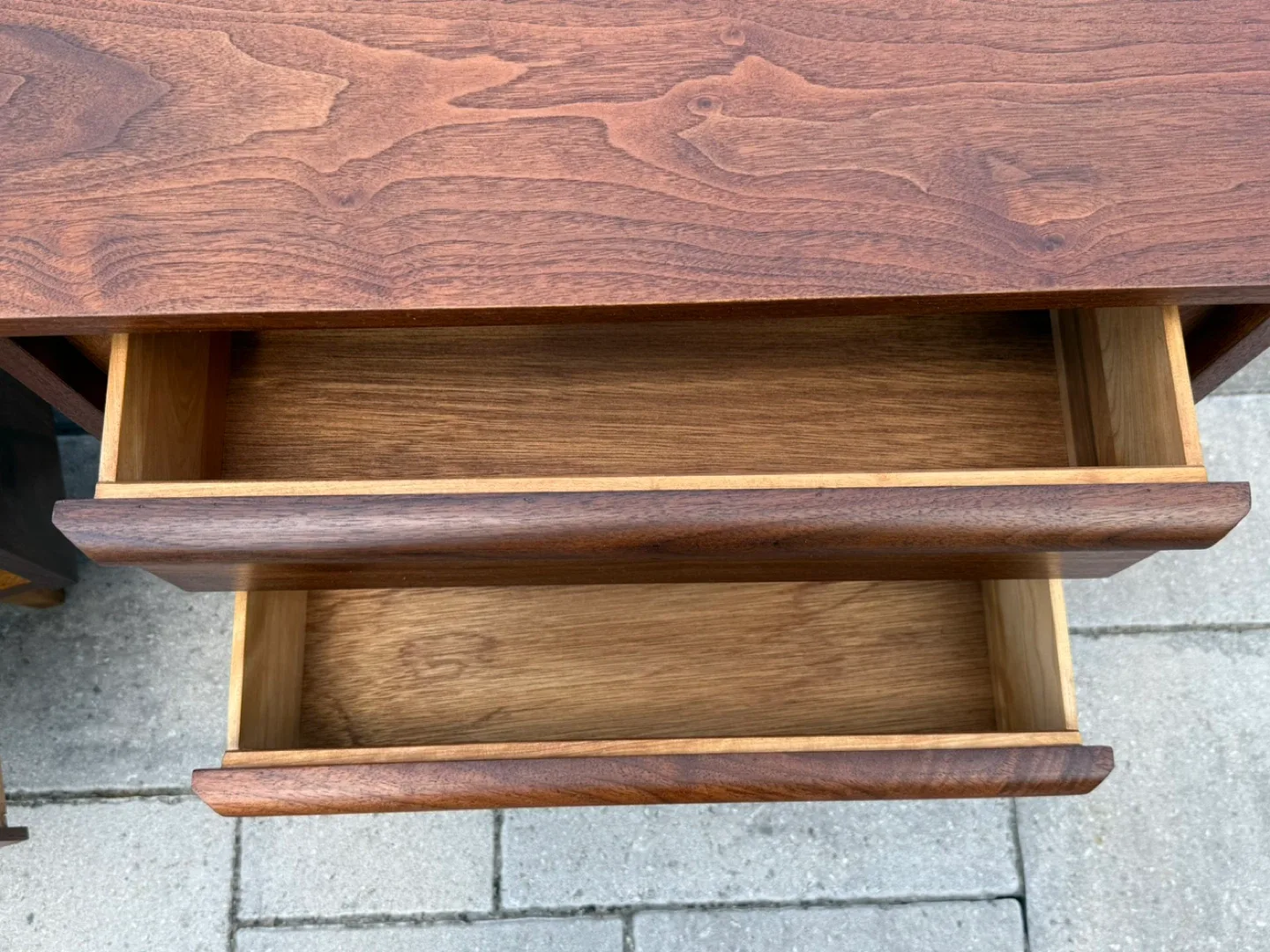 Mcm Walnut 2-Drawer Nightstand Refinished image indicator(8)