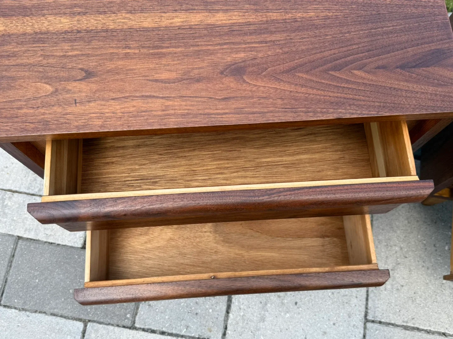 Mcm Walnut 2-Drawer Nightstand Refinished image indicator(9)