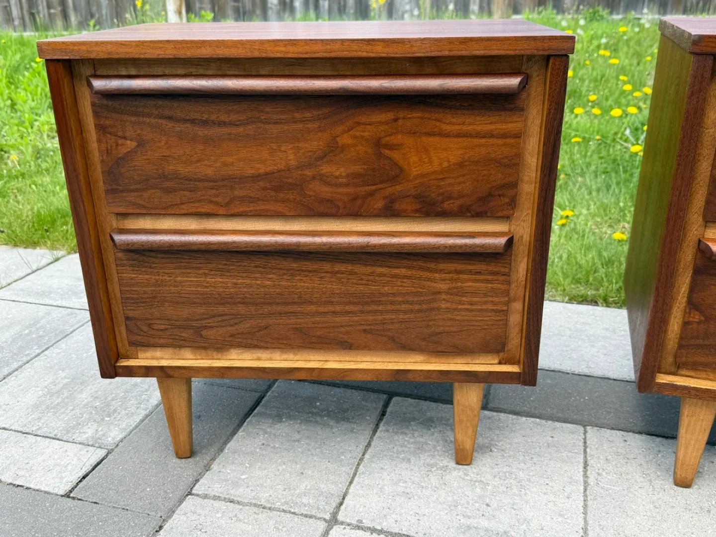 Mcm Walnut 2-Drawer Nightstand Refinished image indicator(10)