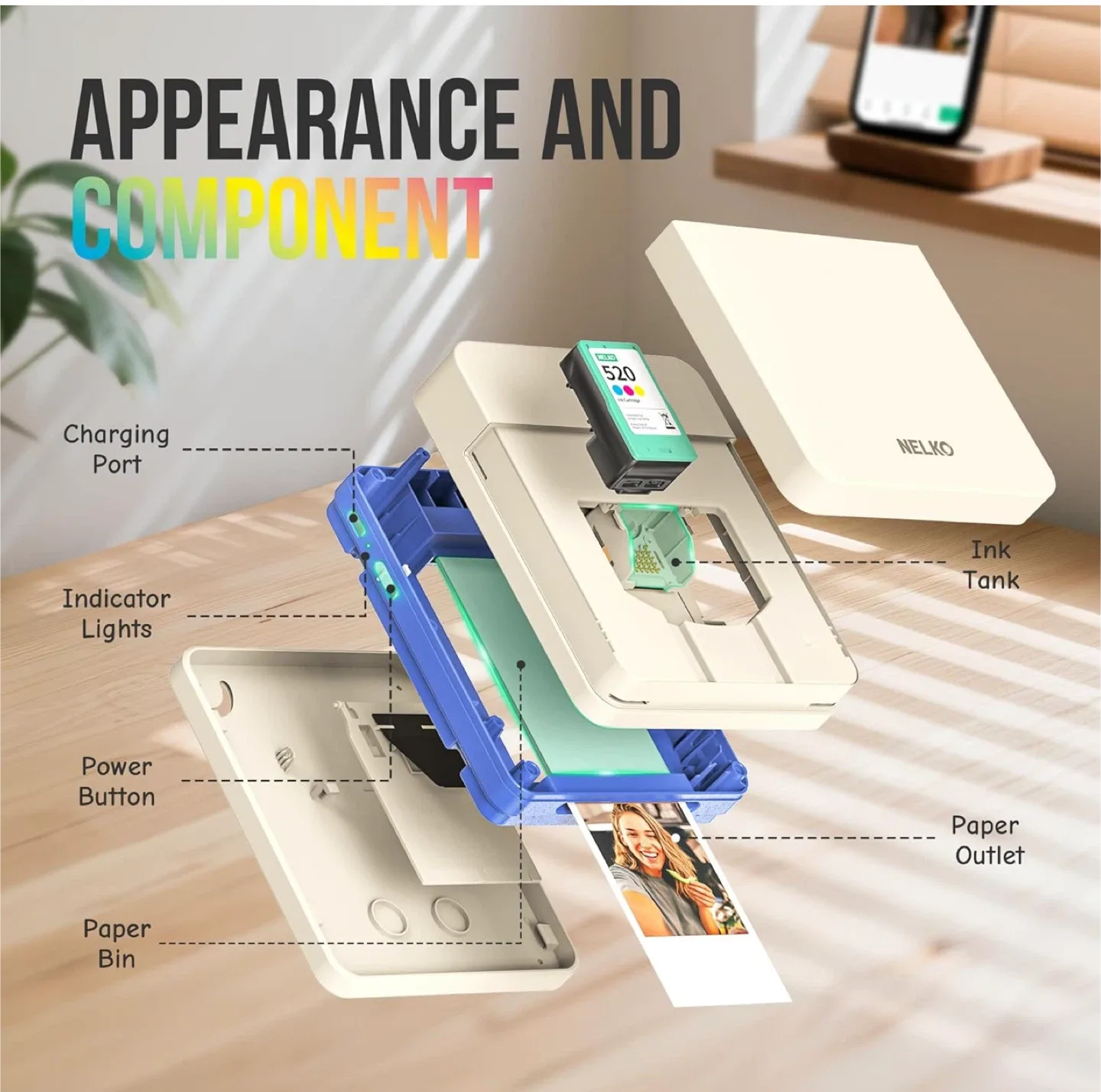 NELKO Pocket Photo Printer - Mini Wireless image indicator(5)