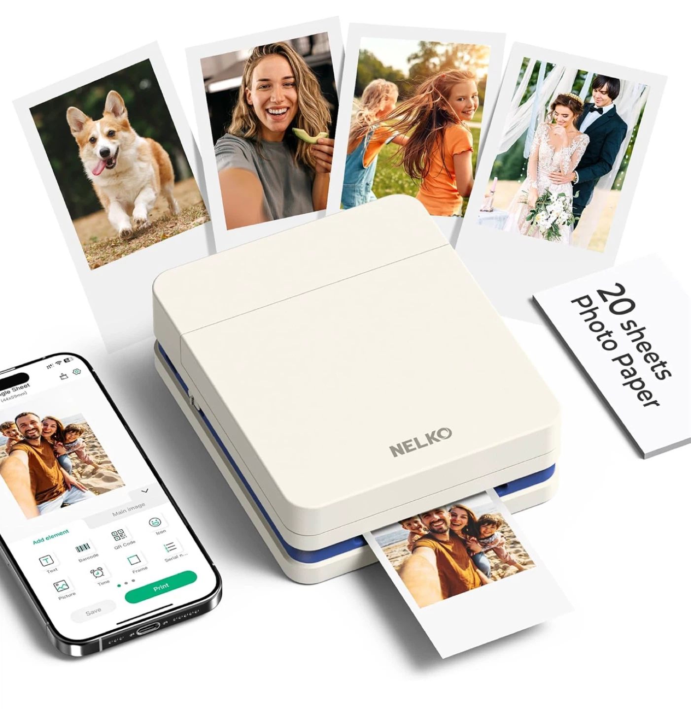NELKO Pocket Photo Printer - Mini Wireless