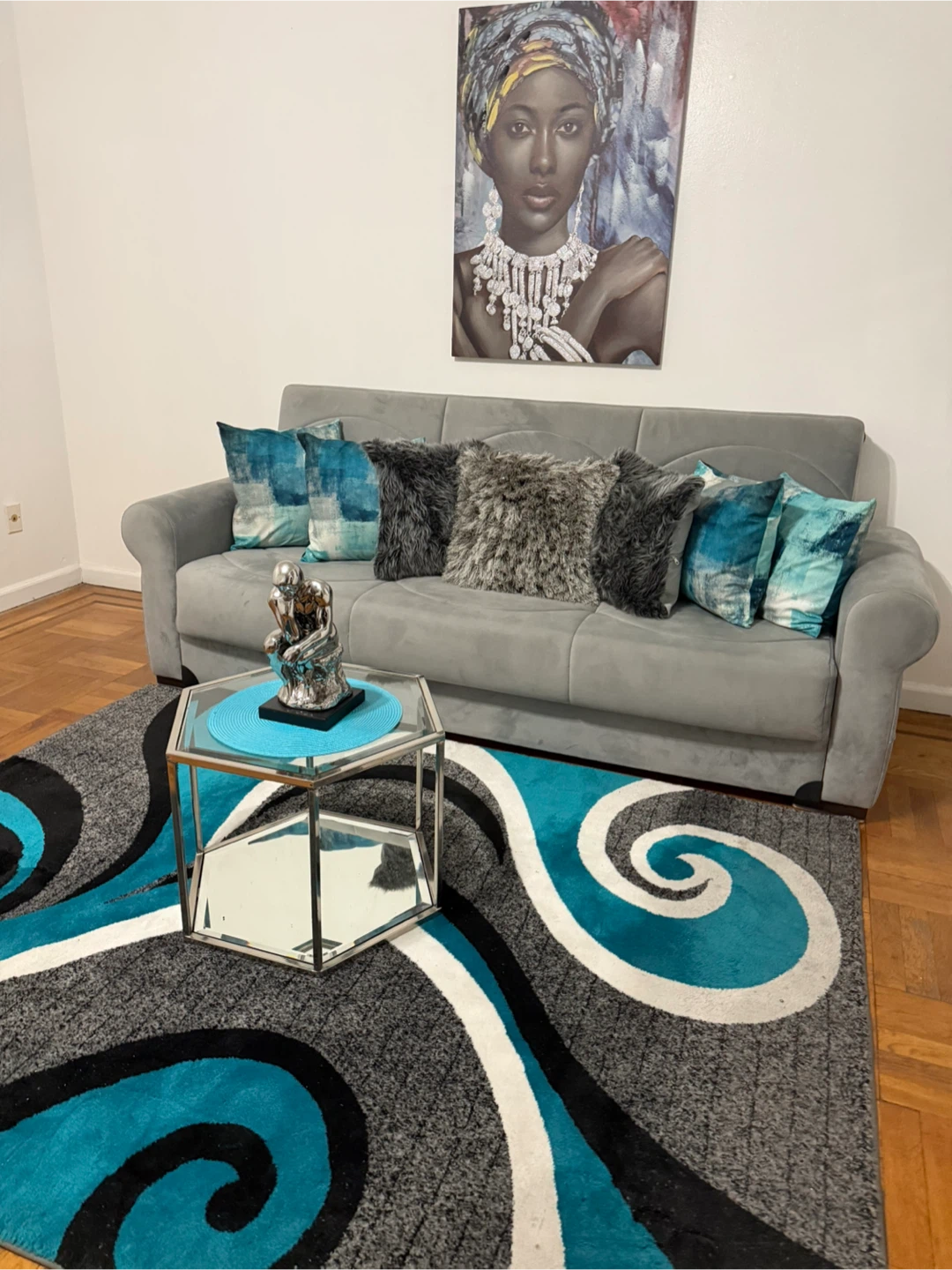 Area Rug - Turquoise, Gray, Black - photo 2