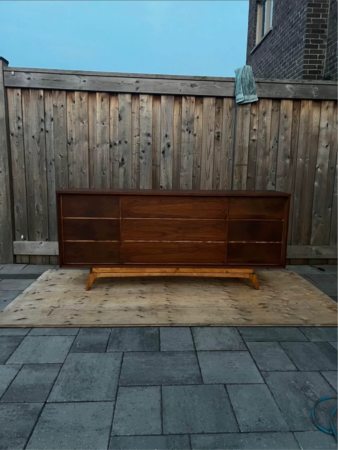 Mcm Walnut Dresser with Drawers Refinished - photo 5